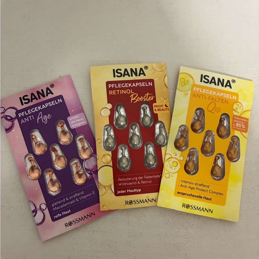 ISANA Skincare Serum Capsules. 3 brand new packages from Germany. European.